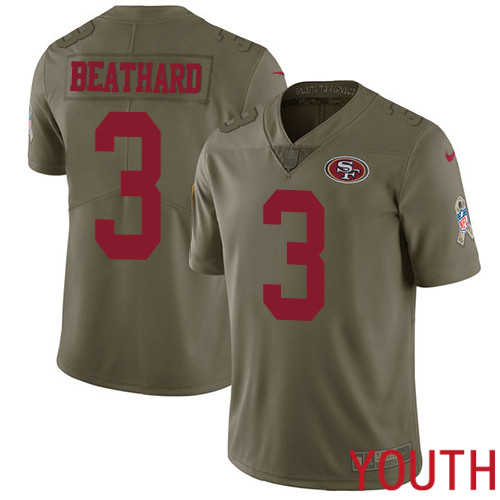 San Francisco 49ers Limited Olive Youth C. J. Beathard NFL Jersey #3 2017 Salute to Service->san francisco 49ers->NFL Jersey